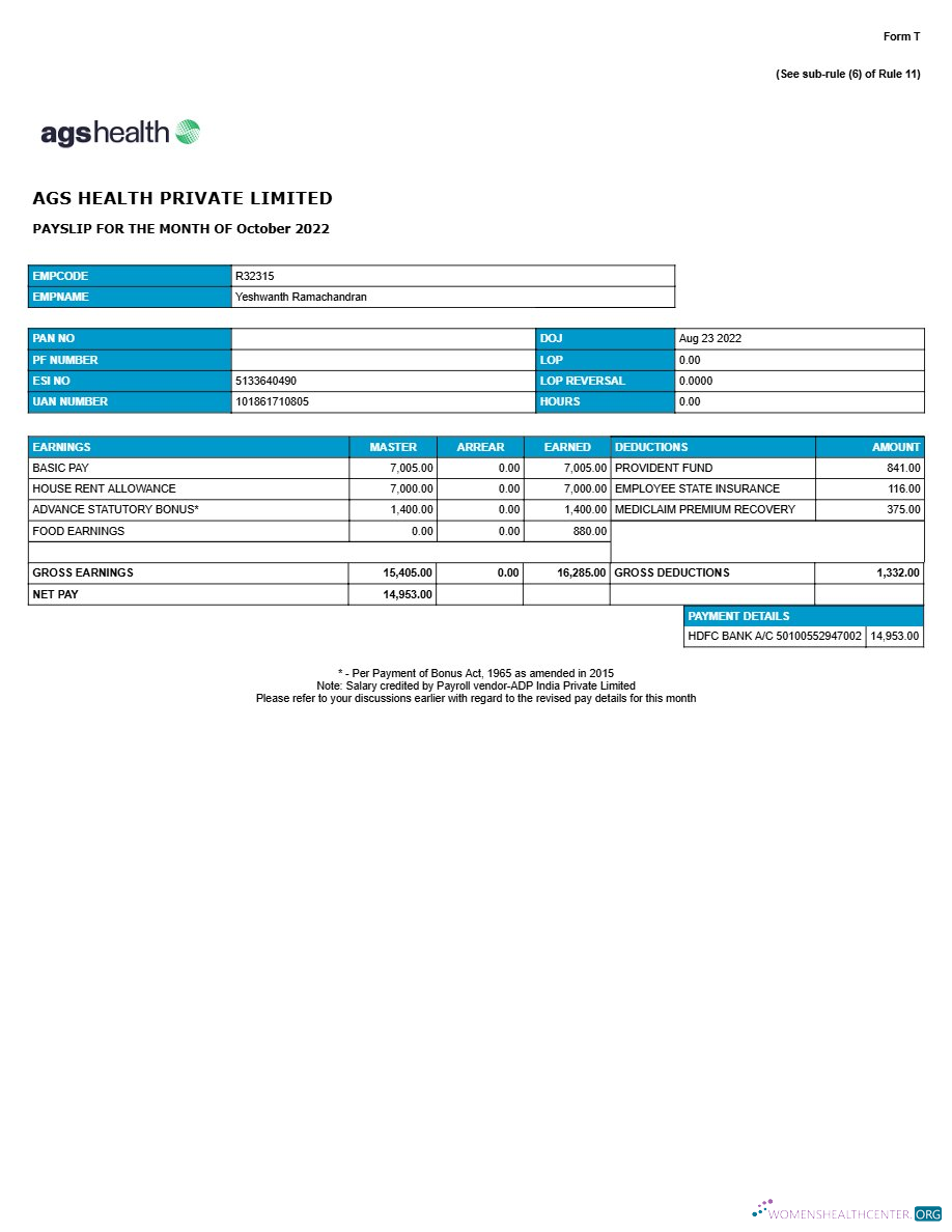 Download AGS Health management company payslip template in Word and PDF formats.pdf, 1 Photoshop template